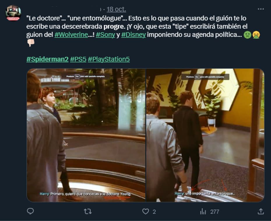 Jugadores arremetieron contra el lenguaje inclusivo de Marvel's Spider-Man 2