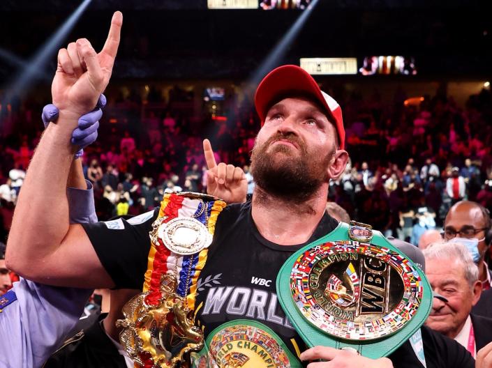 Tyson Fury after stopping Deontay Wilder again in a heavyweight epic in 2021 (Getty Images)