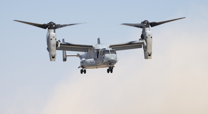 Bell Boeing V-22 Osprey shown during a flight demo.