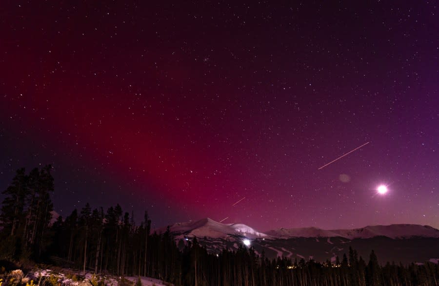 The aurora borealis as seen over Breckenridge Ski Resort in Colorado, on May 10, 2024 (Breckenridge Ski Resort)