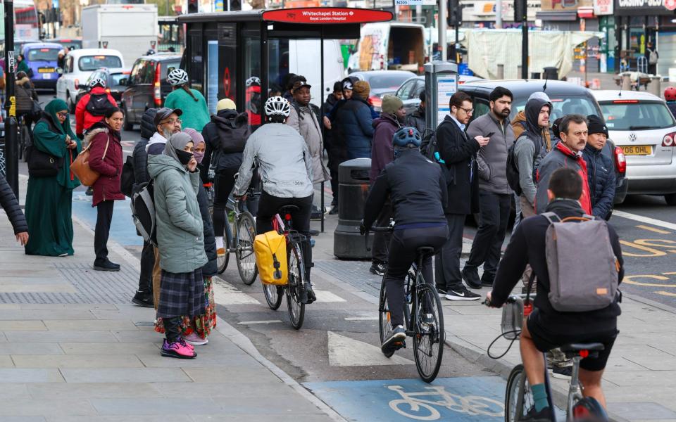 Cyclists often fail to stop for pedestrians on Sadiq Khan's 'floating bus stops