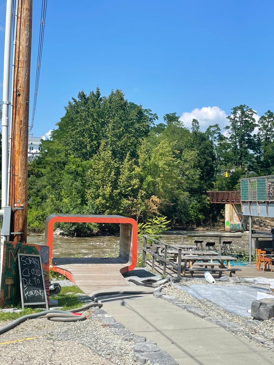 Mad Taco, sitting on top of Otter Creek, is temporarily closed for business due to flooding. The restaurant is undergoing immediate recovery measures.