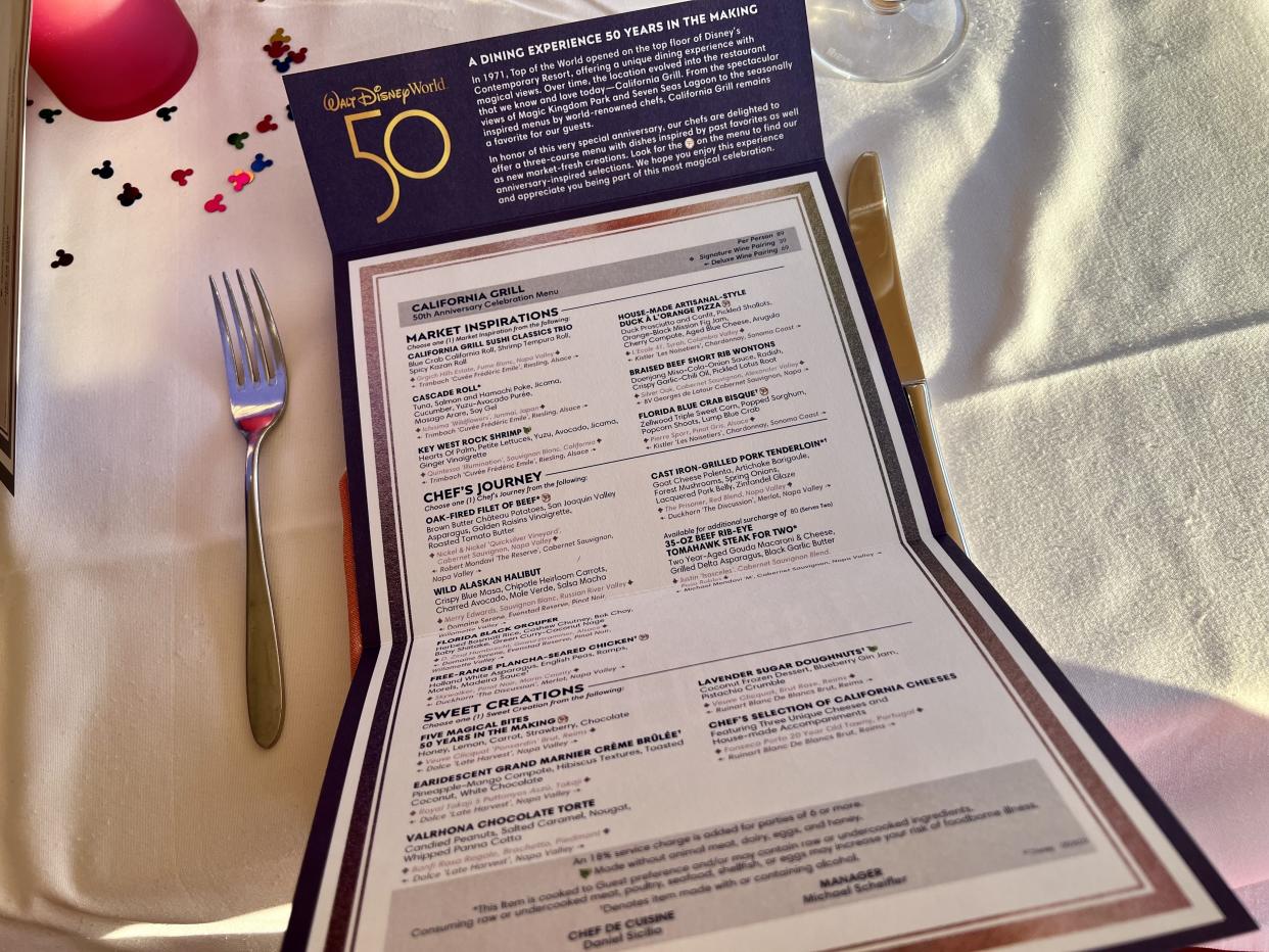 Walt Disney World is celebrating their 50th anniversary, and California Grill, located at Disney's Contemporary Resort, is offering a special menu as part of the festivities. (Photo: Terri Peters)