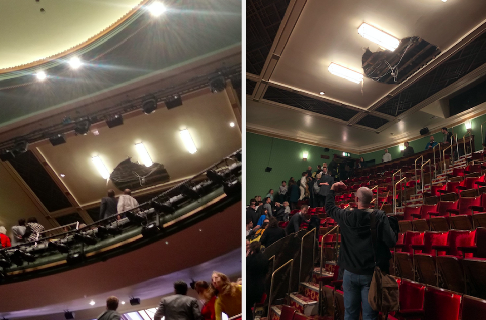 Four people were taken to hospital after part of the ceiling collapsed at the Piccadilly Theatre (PA)