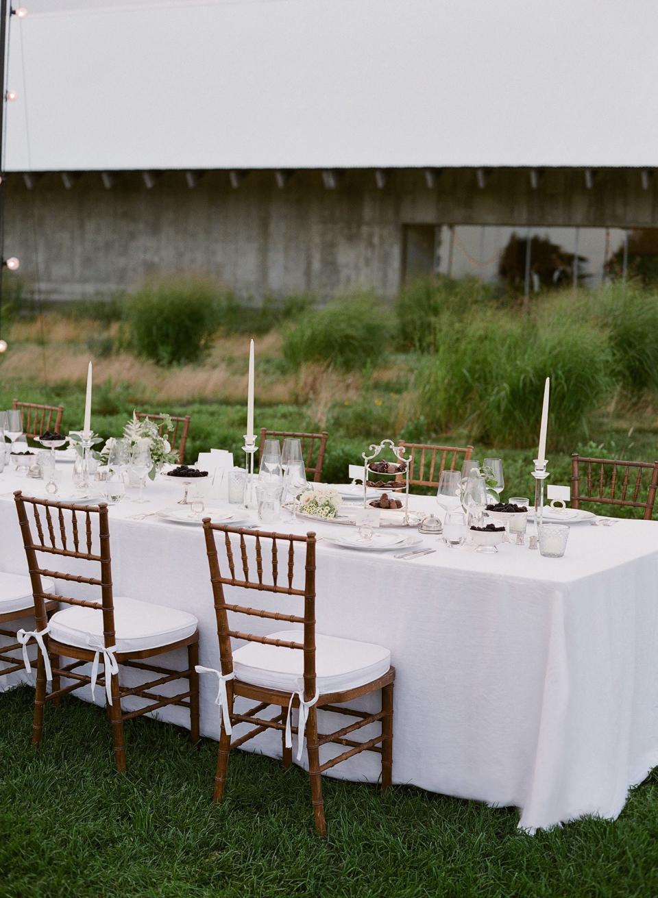 Our rehearsal dinner took place in an open field at the Parrish Art Museum.