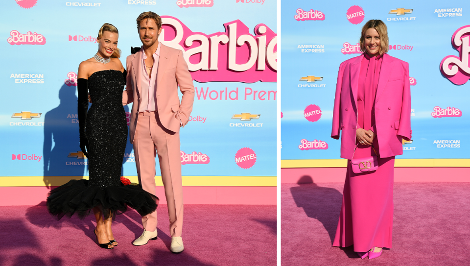 Margot Robbie, Ryan Gosling and Greta Gerwig.