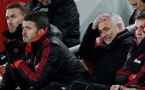 Mourinho and the United bench - Credit: Action Images via Reuters/Carl Recine