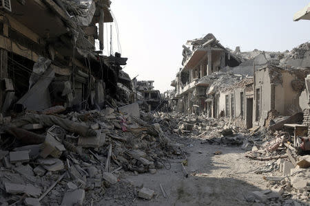 A view of a damaged site is seen in Raqqa, Syria September 16, 2017. REUTERS/ Rodi Said