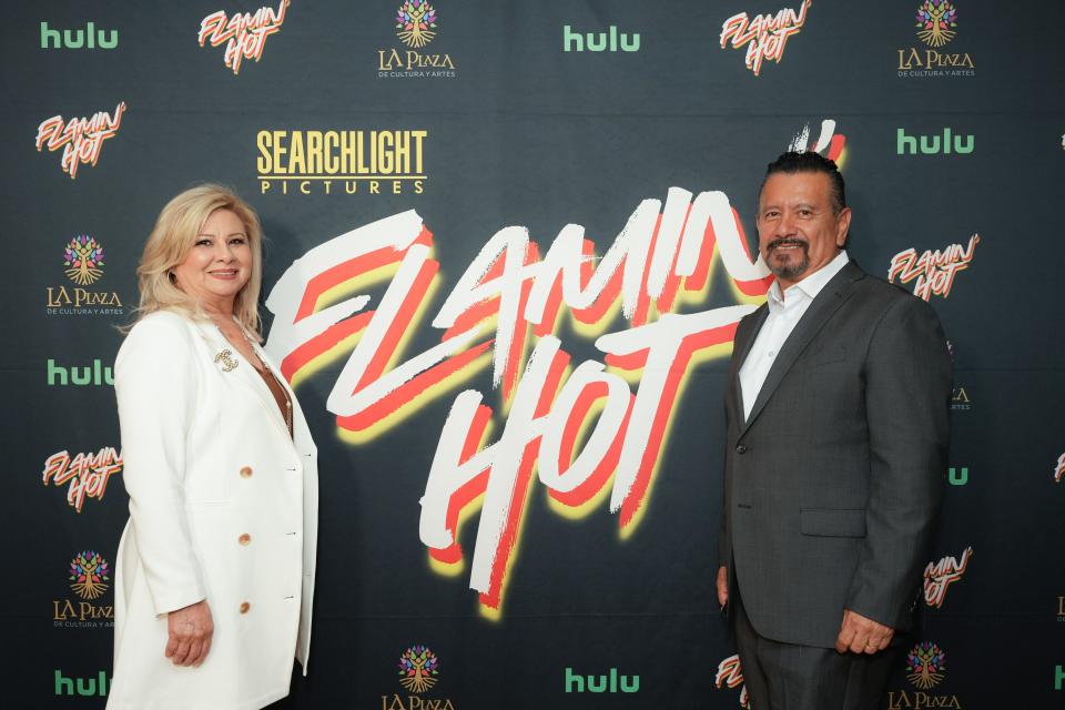 The real Judy and Richard Montañez attend the screening of Eva Longoria's "Flamin' Hot" in Los Angeles on June 2.