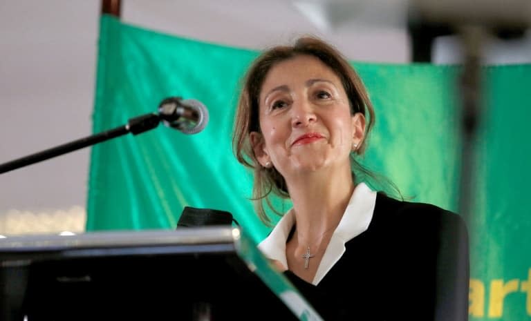 La Franco-Colombienne Ingrid Betancourt, otage des rebelles des FARC pendant plus de six ans, fait un discours à Bogota, le 18 janvier 2022 - DANIEL MUNOZ © 2019 AFP