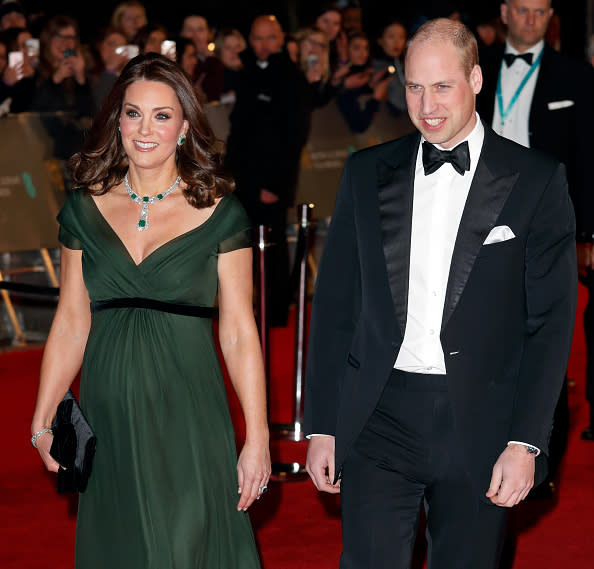 The Duke and Duchess of Cambridge attend the BAFTAs at Royal Albert Hall on February 18, 2018.