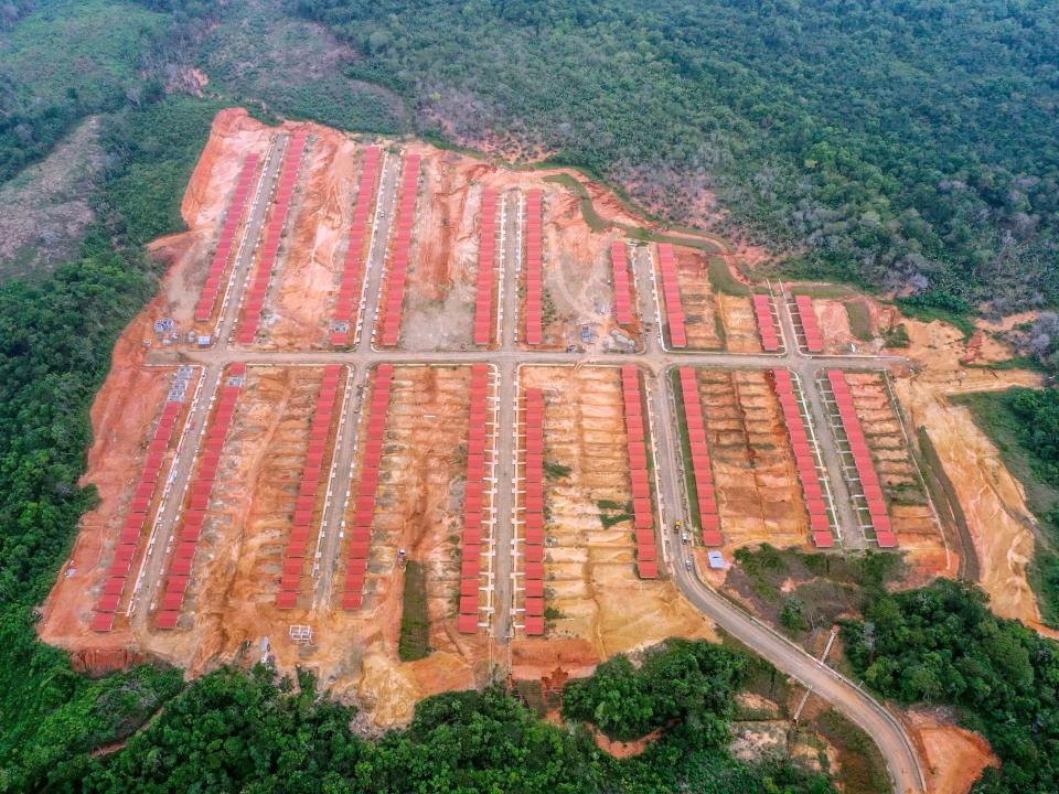 An aerial view of the Isber Yala neighborhood being built on the Caribbean coast in mainland Panama.