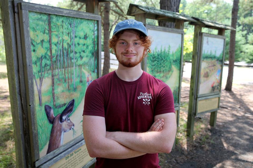 Zachary Soricelli, a Jackson resident and Rutgers student, is completing a summer internship giving tours of the Pine Barrens. He is shown Friday, August 11, 2023, at the Forest Resource Education Center in Jackson.