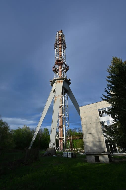 The damaged TV tower that was struck in Kharkiv (SERGEY BOBOK)