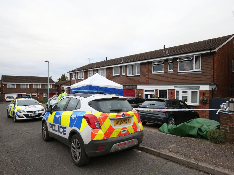 <p>Police outside the home of Gary Walker, his wife and their daughter in Stuarts Close, Hemel Hempstead, in March 2020</p> (Jonathan Brady/PA)