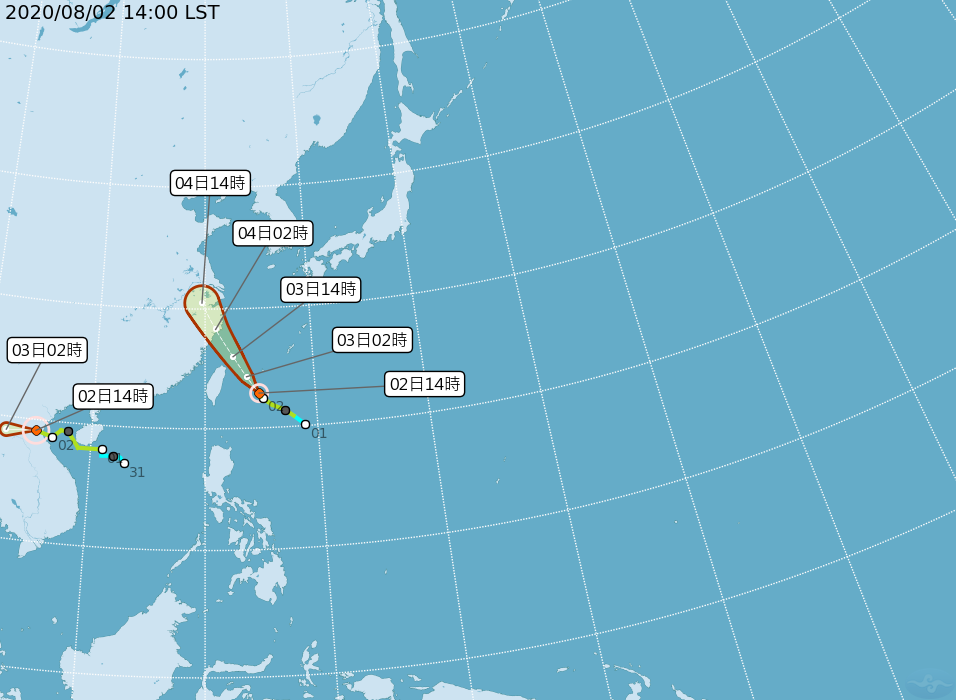哈格比颱風逐漸朝台灣北部海面加速移動。（圖／翻攝自中央氣象局官網）