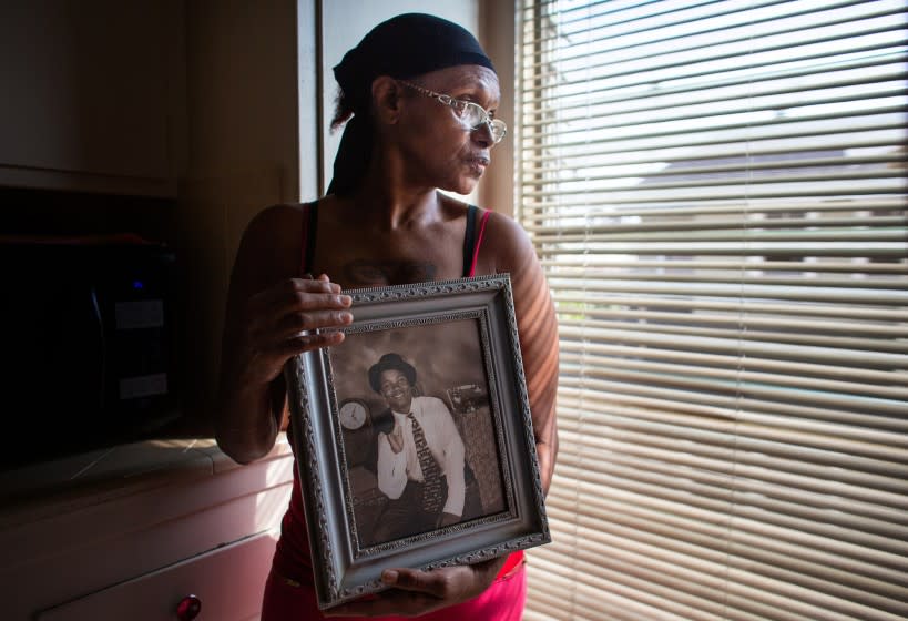 Vershell Hall's son Richard Tyson, 20, was killed by Inglewood police officers in 2007 poses for a portrait at her apartment