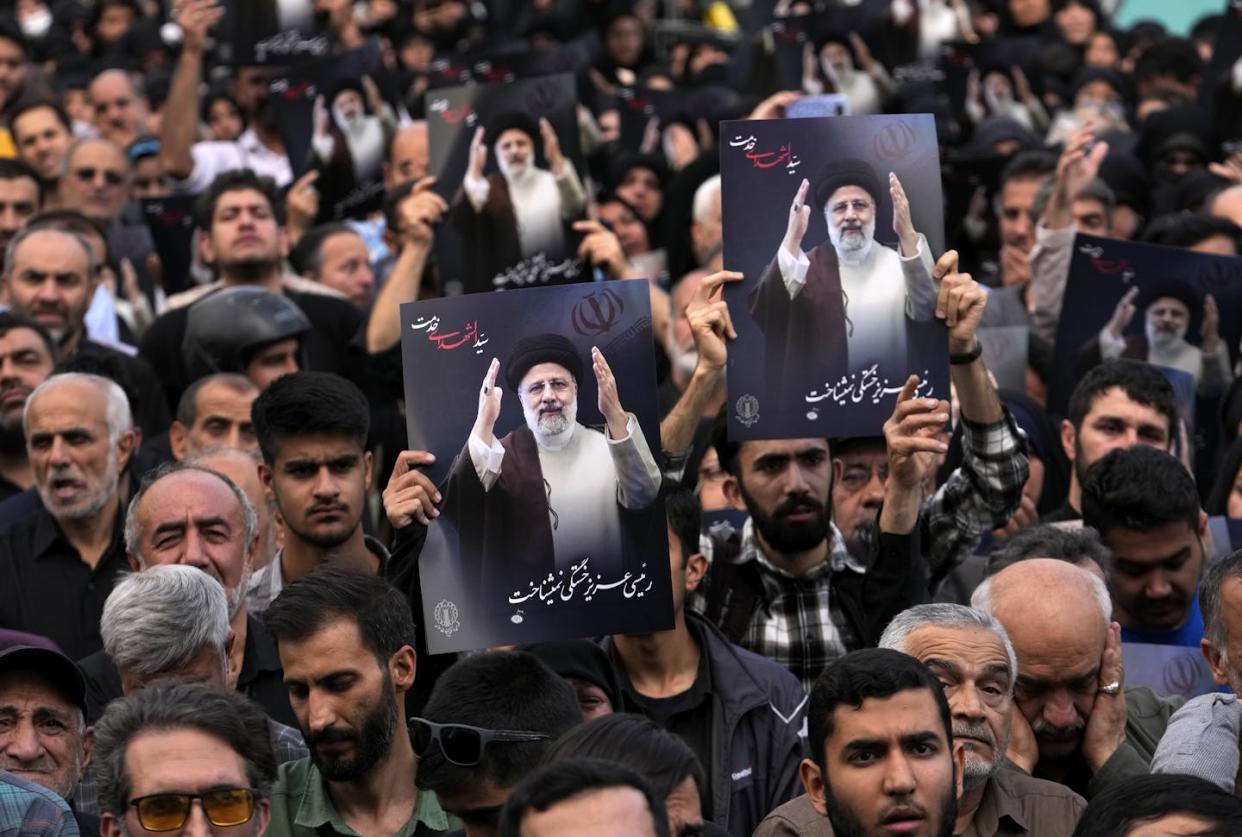 A mourning ceremony for President Ebrahim Raisi at Vali-e-Asr Square in downtown Tehran, Iran, on May 20, 2024. <a href="https://newsroom.ap.org/detail/APTOPIXIran/2721b333e20b49d08b2ec3d4ce02fe1b/photo?Query=Iran&mediaType=photo&sortBy=&dateRange=Anytime&totalCount=65937&currentItemNo=30" rel="nofollow noopener" target="_blank" data-ylk="slk:AP Photo/Vahid Salemi;elm:context_link;itc:0;sec:content-canvas" class="link ">AP Photo/Vahid Salemi</a>