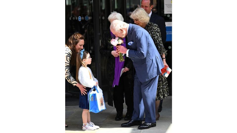 King Charles greets a well-wisher