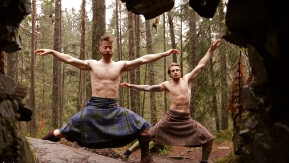 Here’s a NSFW video of men doing yoga in kilts that people seriously cannot stop watching