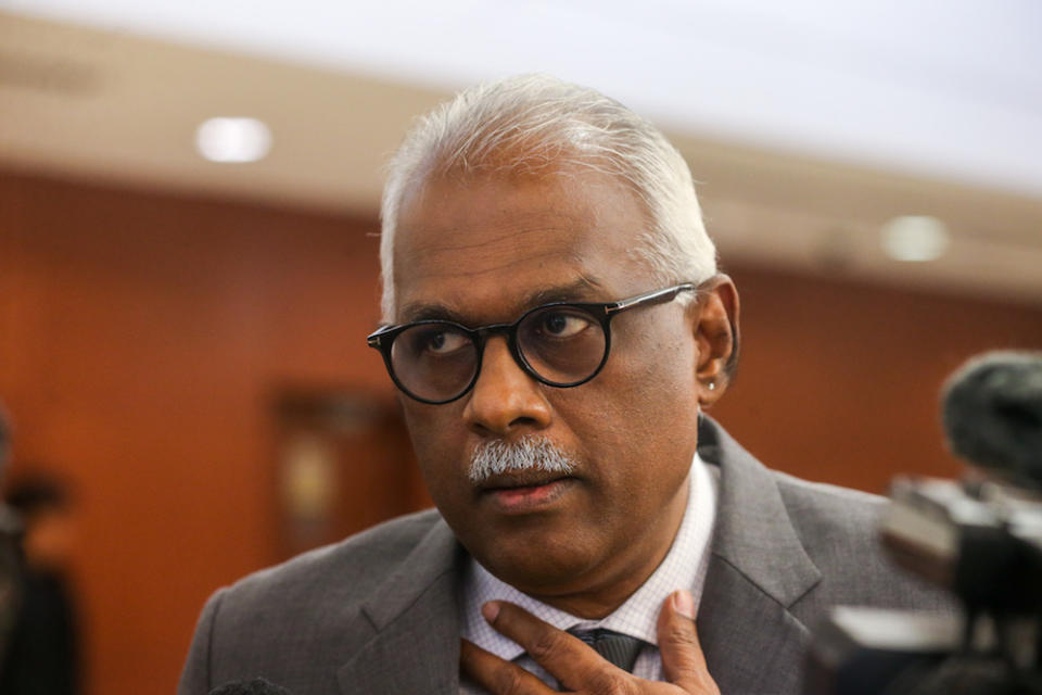 Klang MP Charles Santiago is pictured in Parliament in Kuala Lumpur October 10, 2019. — Picture by Firdaus Latif