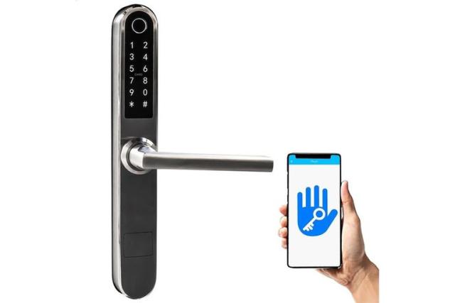 Cerradura inteligente con bluetooth, llave, código, huella dactilar y  compatible con APP Movil TUYA OS211TYF DIEL