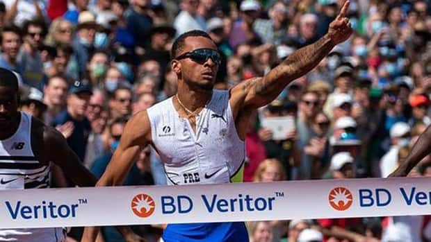 Reigning Olympic champion Andre De Grasse returned to the track for the first time in the men's 200 metres since his victory in Tokyo and posted a winning time of 20.21 seconds to beat Canadian teammate Jerome Blake at a World Athletics Continental Tour Gold meet in Chorzów, Poland. (Instagram/de6rasse - image credit)