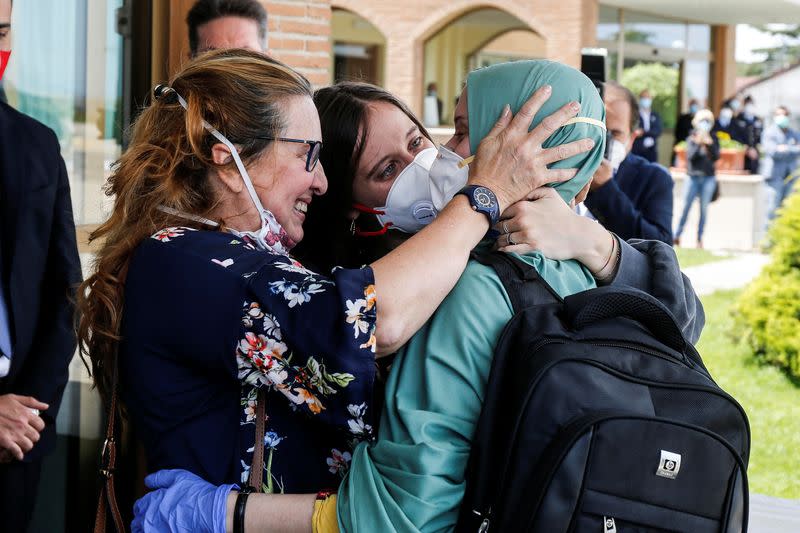 Freed Italian aid worker Silvia Romano arrives at Ciampino military airport in Rome