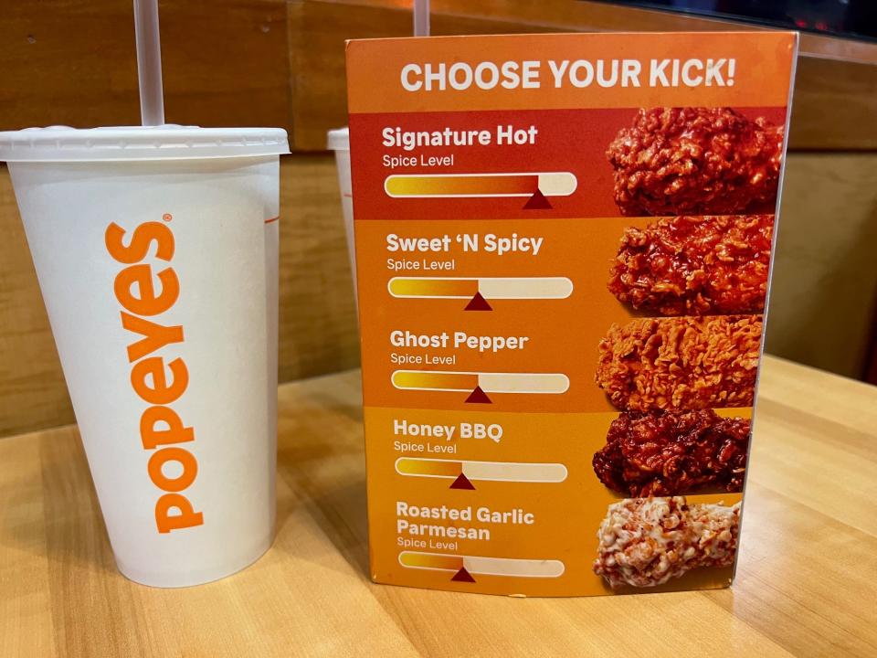 Popeyes spice levels for wings