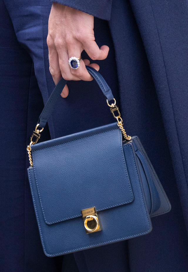 Polène Paris No 7 Mini Bag in Blue Grain Leather - Kate Middleton