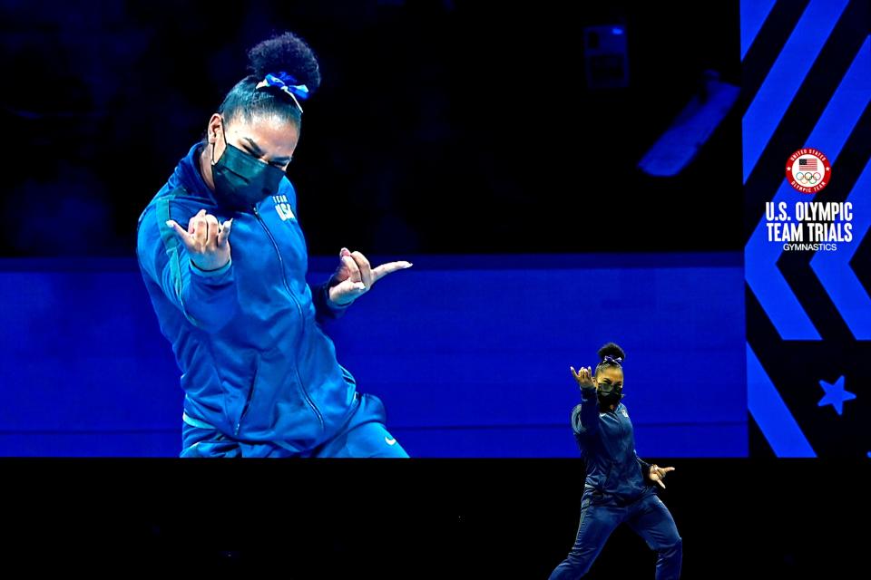 Jordan Chiles is introduced before the U.S. Olympic Team Trials - Gymnastics competition at The Dome at America's Center. Grace Hollars-USA TODAY Sports