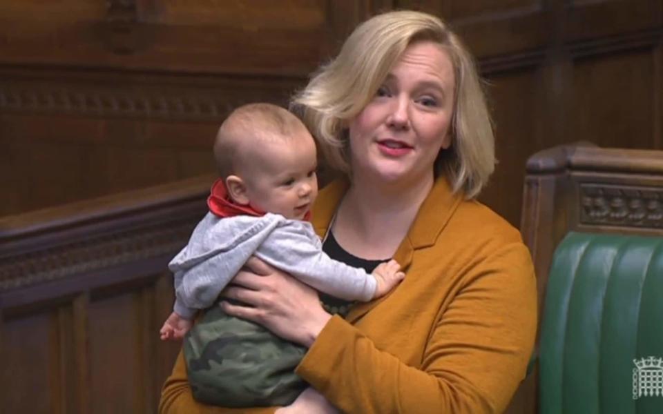 Stella Creasy with her daughter in the House of Commons - House Of Commons
