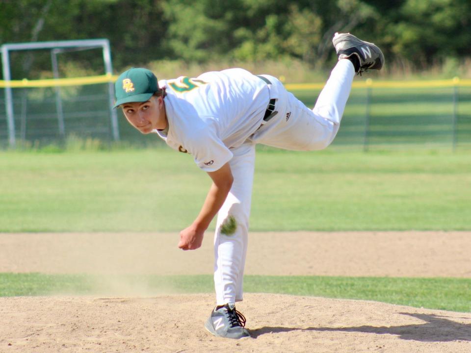 Dighton-Rehoboth's Gavin Salera throws a pitch in a game against Norton.