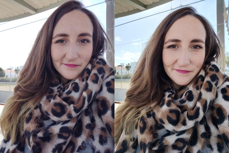 A la izquierda, selfie con OnePlus 6; a la derecha, selfie con OnePlus 6T – Alexandra Guerrero