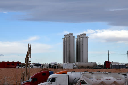 A fracking site operated by Exxon is seen near Carlsbad, New Mexico, U.S. February 11, 2019. REUTERS/Nick Oxford