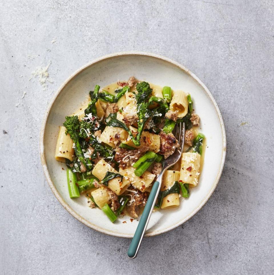 <p>The classic combo is ideal for date night.</p><p>Get the <a href="https://www.goodhousekeeping.com/food-recipes/a30472833/rigatoni-pasta-with-sausage-broccoli-rabe-recipe/" rel="nofollow noopener" target="_blank" data-ylk="slk:Rigatoni with Sausage and Broccoli Rabe recipe;elm:context_link;itc:0;sec:content-canvas" class="link "><strong>Rigatoni with Sausage and Broccoli Rabe recip</strong>e</a>. </p>