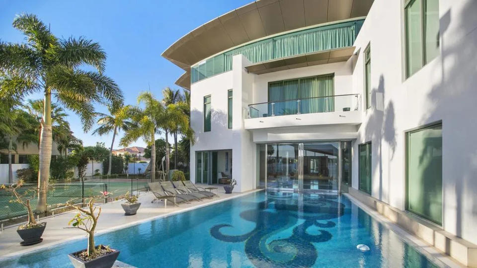 View of the titanium house from the pool.