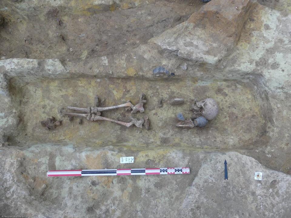 Burial from the excavation of Boulevard de Port-Royal in Paris, in 2023. The burials of a large necropolis, located south of Lutèce in the 2nd century AD, have been unearthed. © Nicolas Warmé, Inrap