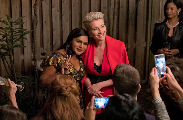 <p>Emily Aragones/Amazon Studios/Courtesy Everett</p> Mindy Kaling and Emma Thompson in 'Late Night,' 2019