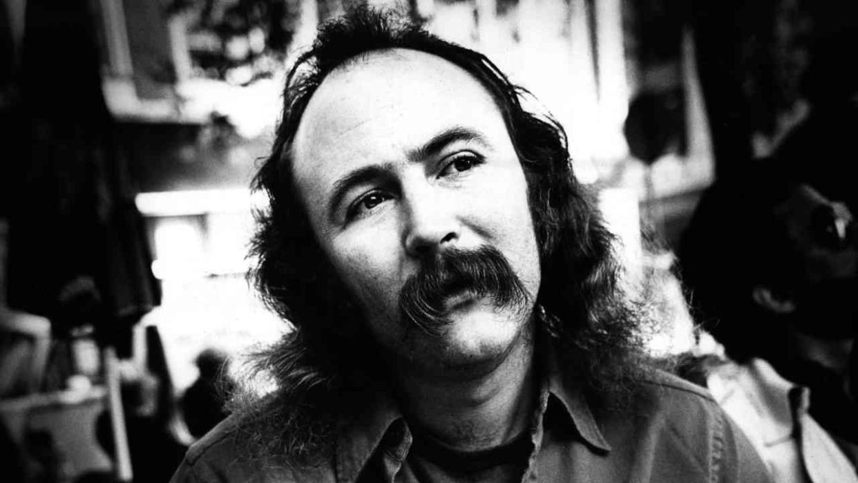  David Crosby posing for the camera in 1976. 