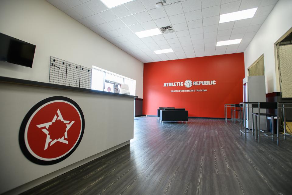 Athletic Republic Knoxville, the lobby of which is shown, opened in late June at 8425 Kingston Pike as a performance training facility.