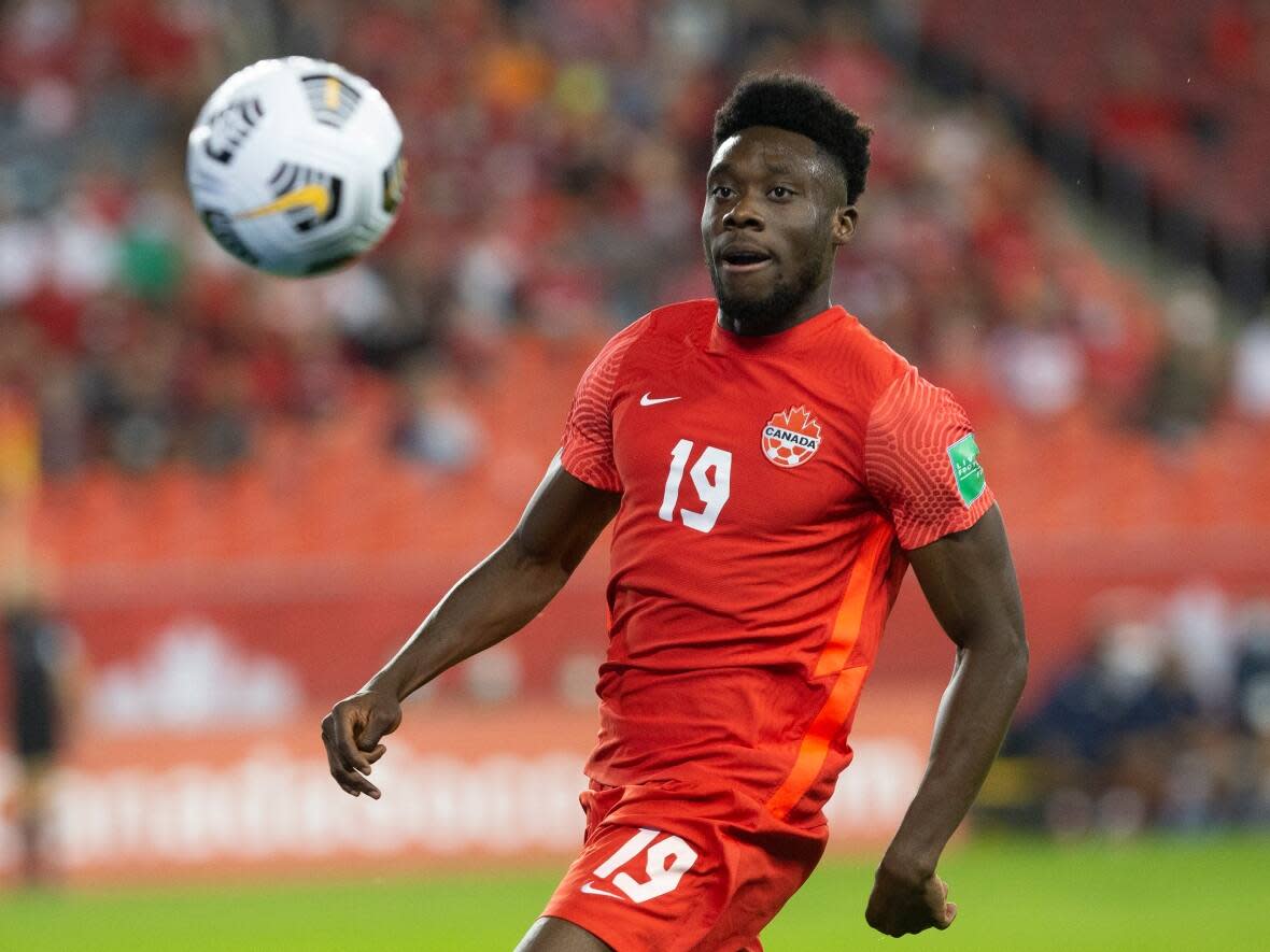 Edmonton's Alphonso Davies will be a key player for Canada against Costa Rico and Mexico in World Cup qualifiers in the city next month. (Chris Young/The Canadian Press - image credit)