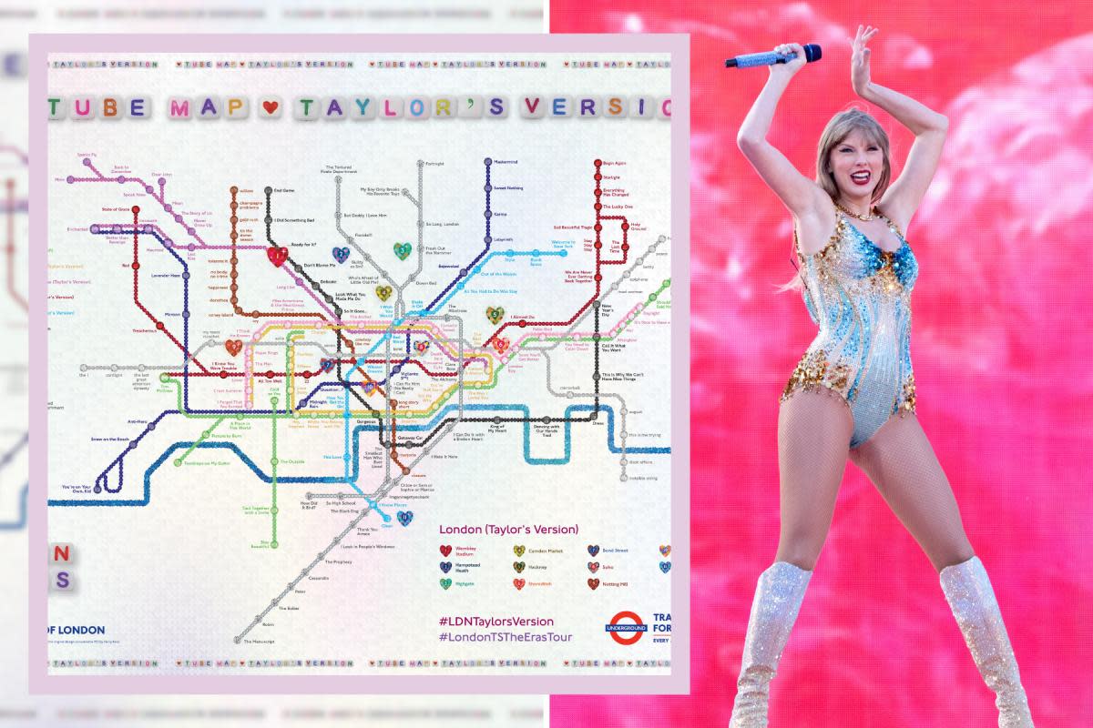 TfL has given the Tube Map a special Taylor Swift makeover. <i>(Image: PA/TfL)</i>