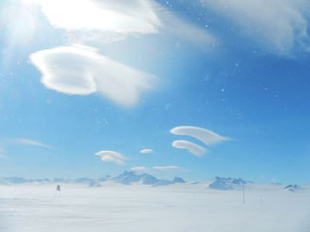 Lenticular clouds, as seen from the South Pole.