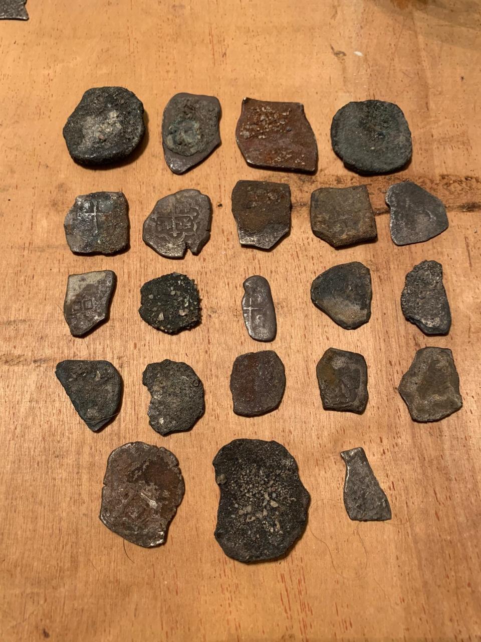 Treasure hunter Jonah Martinez, 43, of Port St. Lucie, found 22 Spanish coins from a 1715 shipwreck at Turtle Trail Beach Access on Feb. 21.