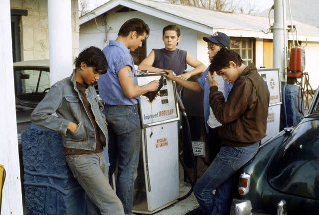 <p>Warner Bros/Kobal/Shutterstock</p> Ralph Macchio, Tom Cruise, C. Thomas Howell, Rob Lowe, and Matt Dillon in 'The Outsiders'.