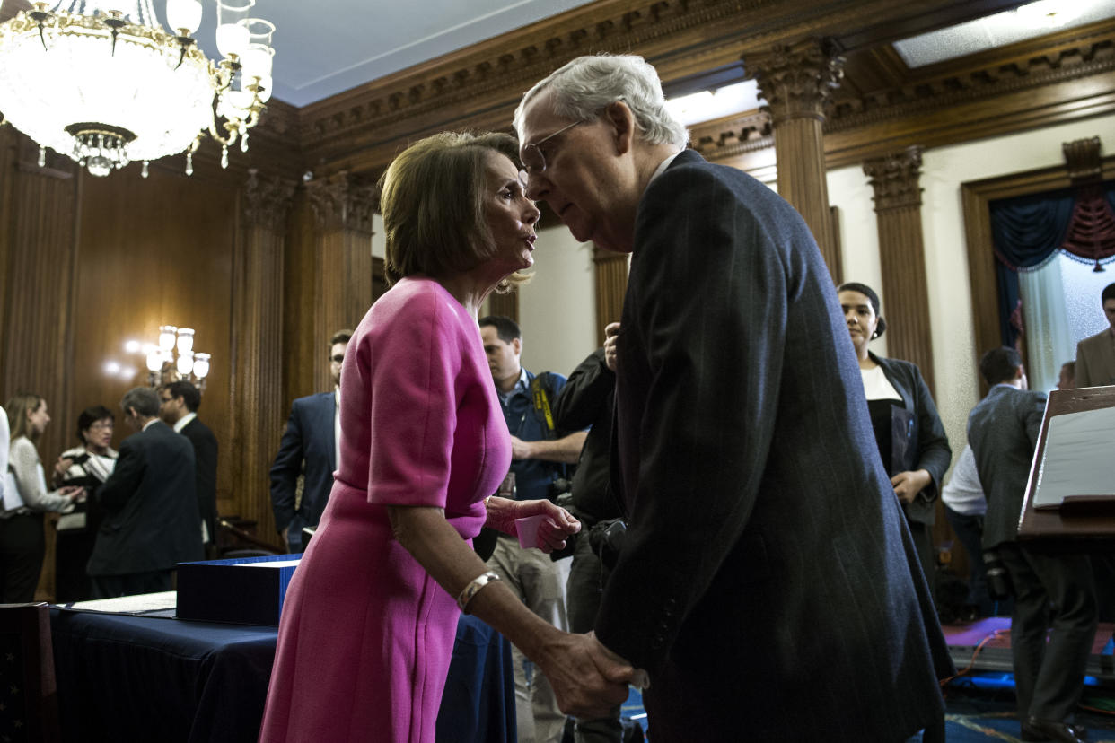 House Minority Leader Nancy Pelosi (D-Calif.) and Senate Majority Leader Mitch McConnell (R-Ky.) (Photo: ASSOCIATED PRESS)