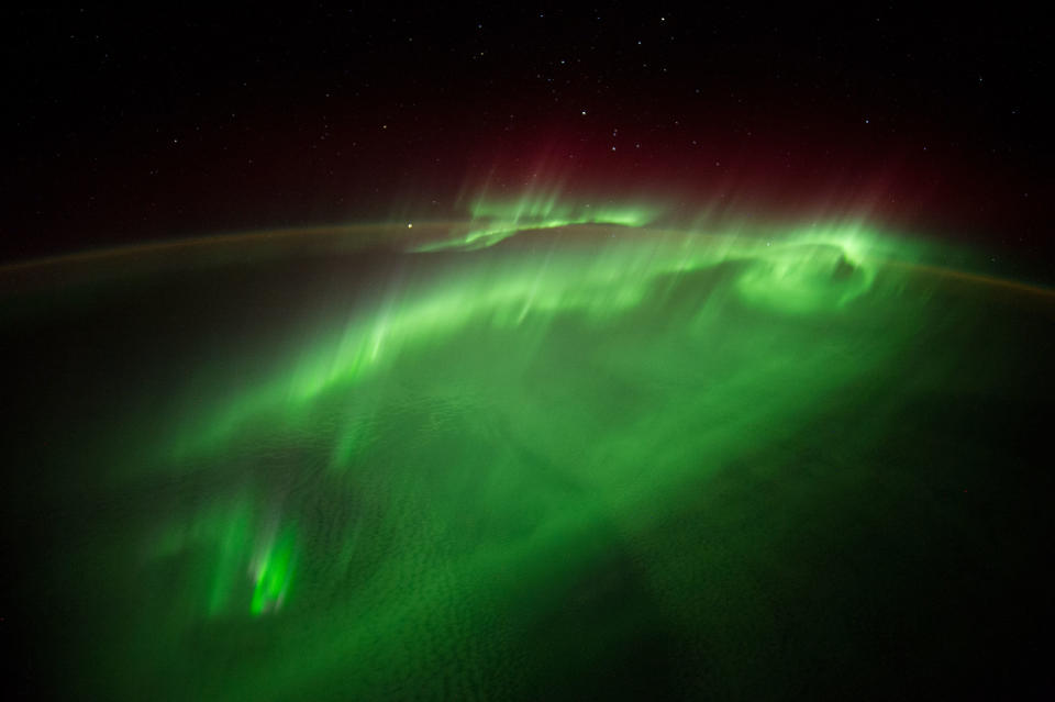 European Space Agency astronaut <a href="http://www.nasa.gov/content/flying-through-an-aurora/#.VI8egifwNBJ" target="_blank">Alexander Gerst tweeted this photograph</a> taken from the International Space Station to social media on Aug. 29, 2014, writing, "words can't describe how it feels flying through an #aurora. I wouldn't even know where to begin…."