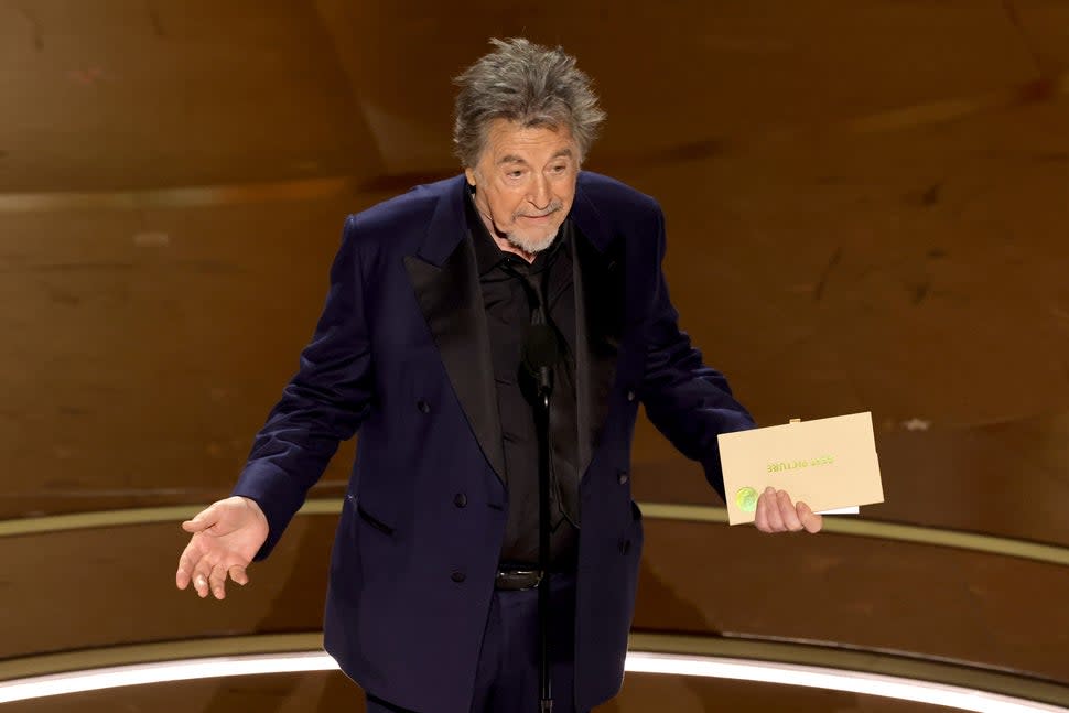 Al Pacino speaks onstage during the 96th Annual Academy Awards at Dolby Theatre on March 10, 2024 in Hollywood, California. 