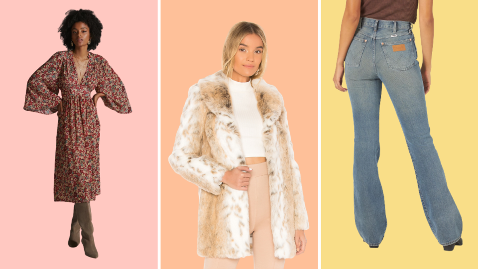 Shop floral day dresses, faux fur coats, and bootcut jeans to recreate Beth's most iconic looks.